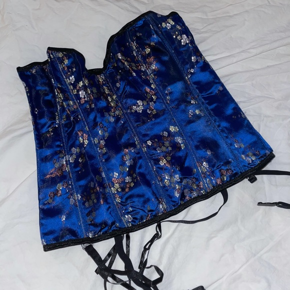 Blue Floral Corset - Picture 3 of 4